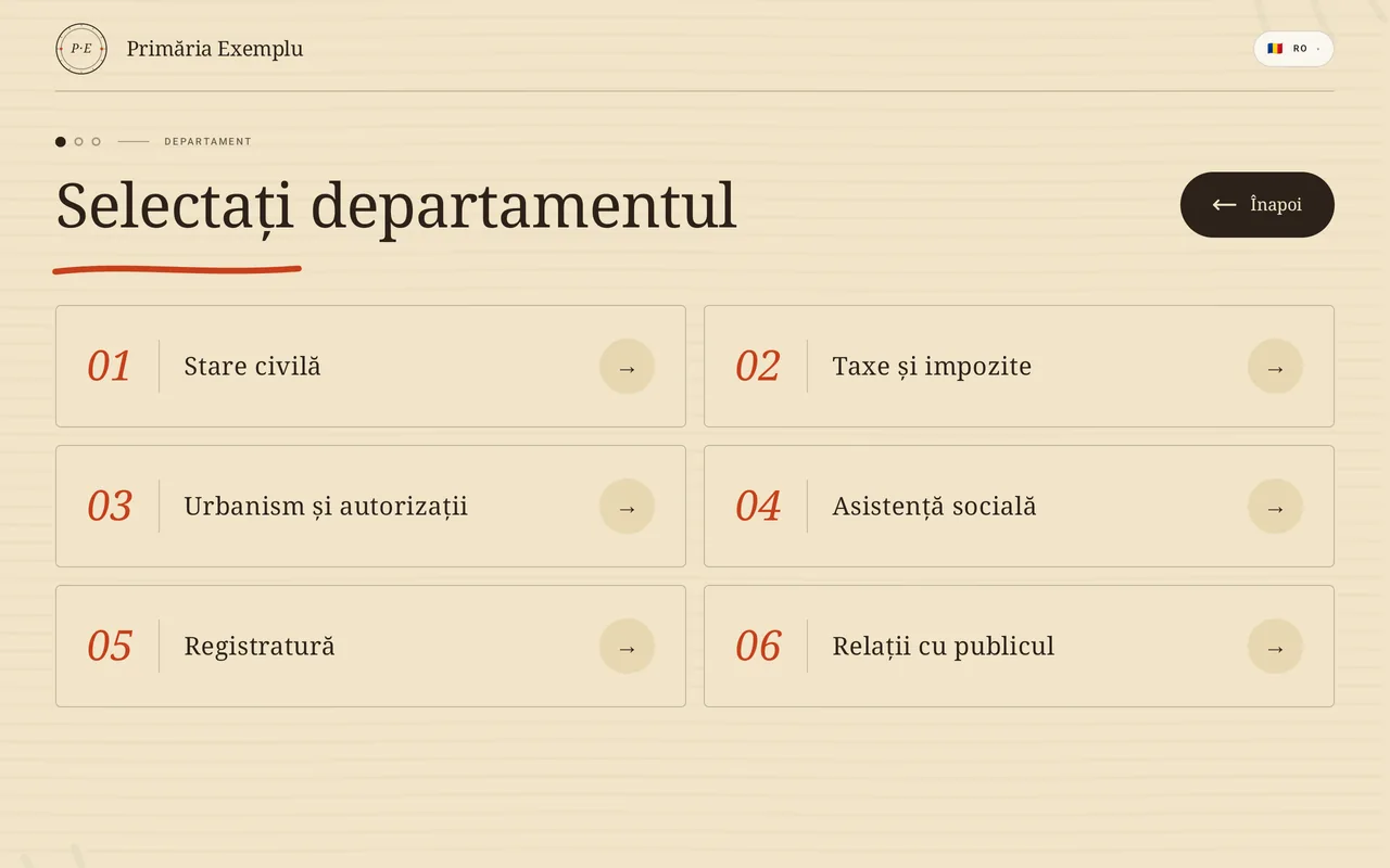 Chioșcul CiviSENSE — alegerea departamentului