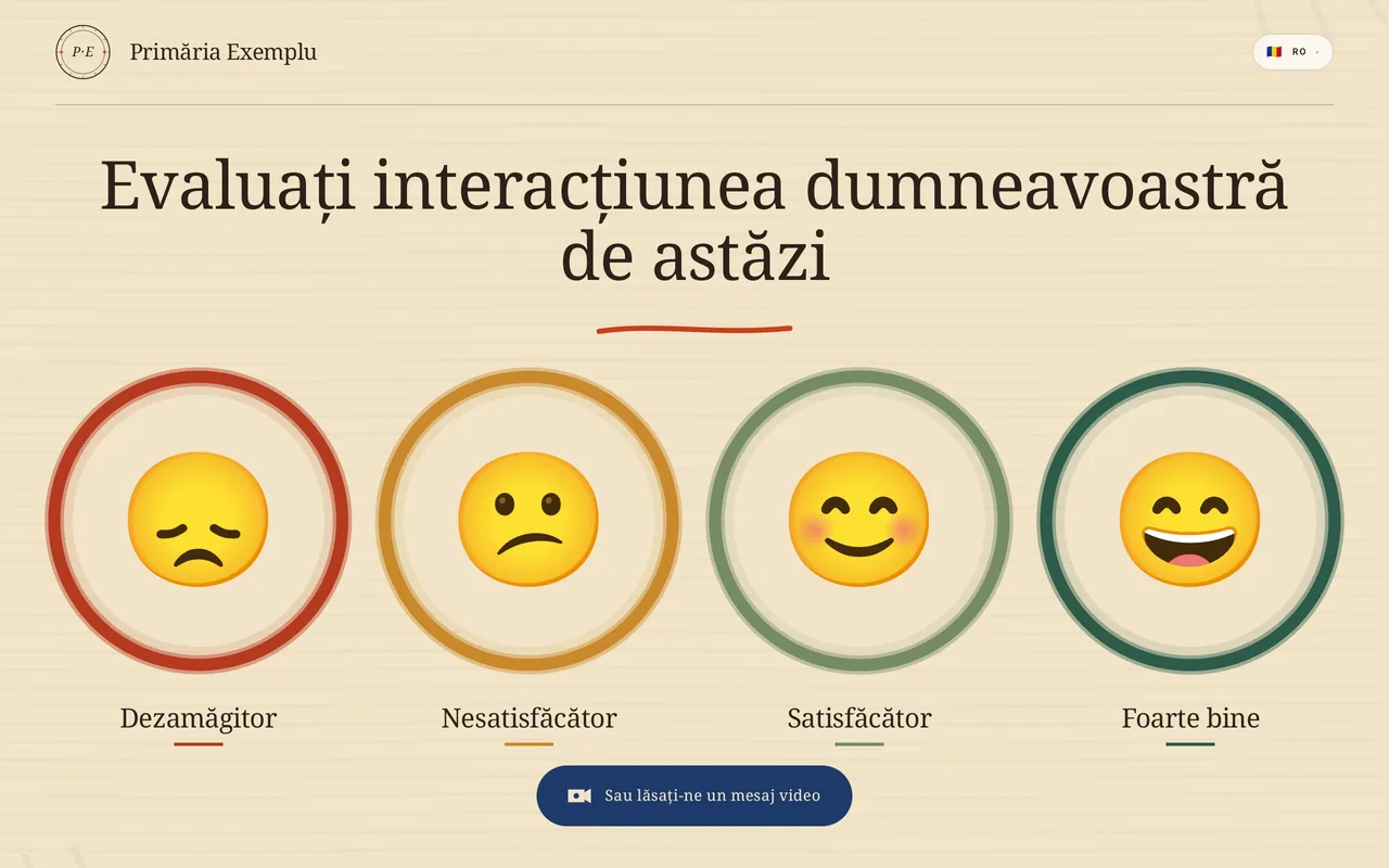 Chioșcul CiviSENSE — ecran de evaluare a serviciului